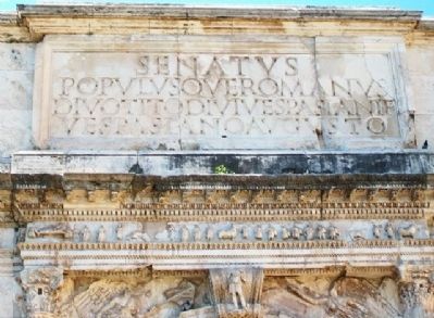 Arch of Titus / Arco di Tito Frieze Inscription. Click for full size. Arch of Titus / Arco di Tito Frieze Inscription image. Click for full size.
