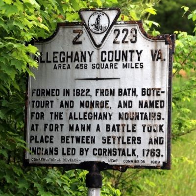 Alleghany County Va. Face of Marker image. Click for full size.