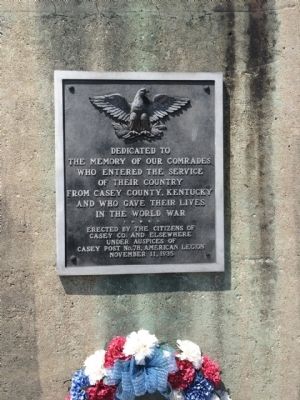 Casey County War Memorial Marker. Click for full size. Casey County War Memorial Marker image. Click for full size.