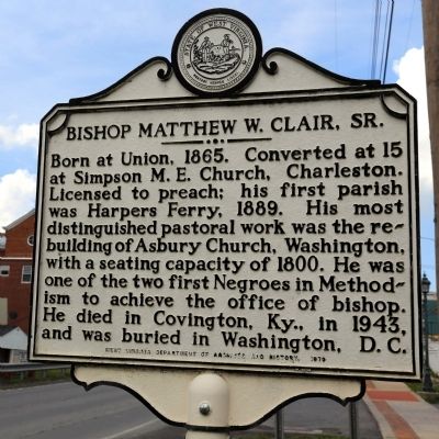 Bishop Matthew W. Clair, Sr. Marker. Click for full size. Bishop Matthew W. Clair, Sr. Marker image. Click for full size.