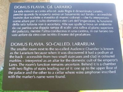 Domus Flavia, so-called Lararium / Cd. Larario Marker. Click for full size. Domus Flavia, so-called Lararium / Cd. Larario Marker image. Click for full size.