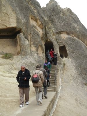Stairs leading to the upper portion of Yılanlı (St. Onuphorius) Church. Click for full size. Stairs leading to the upper portion of Yılanlı (St. Onuphorius) Church image. Click for full size.
