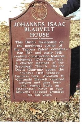 Johannes Isaac Blauvelt House Marker image. Click for full size.
