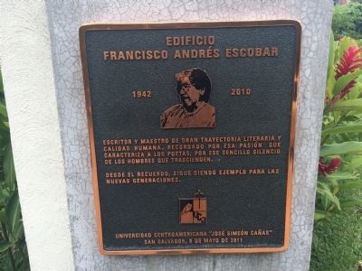 Francisco Andrés Escobar Building Marker. Click for full size. Francisco Andrés Escobar Building Marker image. Click for full size.