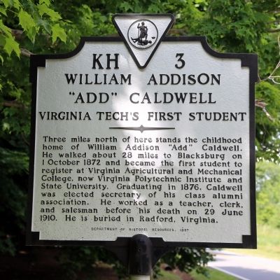 William Addison “Add” Caldwell Marker image. Click for full size.