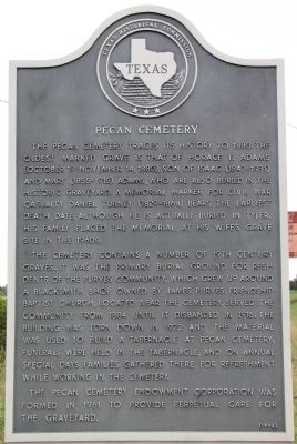 Pecan Cemetery Marker. Click for full size. Pecan Cemetery Marker image. Click for full size.