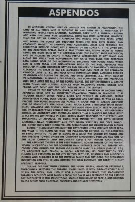 Aspendos Marker, English on the left.. Click for full size. Aspendos Marker, English on the left. image. Click for full size.