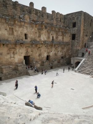 The Theatre of Aspendos, stage building. Click for full size. The Theatre of Aspendos, stage building image. Click for full size.