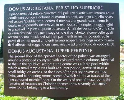 Domus Augustana. Upper Peristyle / Peristilio Superiore Marker. Click for full size. Domus Augustana. Upper Peristyle / Peristilio Superiore Marker image. Click for full size.