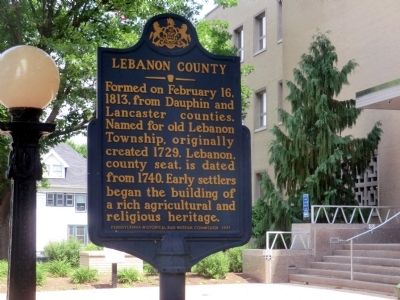 Lebanon County Marker. Click for full size. Lebanon County Marker image. Click for full size.