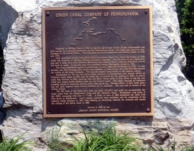 Union Canal Company of Pennsylvania Marker. Click for full size. Union Canal Company of Pennsylvania Marker image. Click for full size.