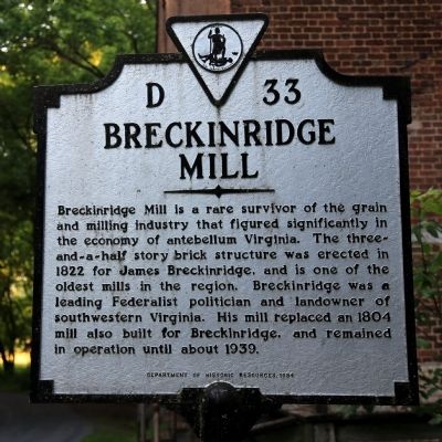 Breckinridge Mill Marker. Click for full size. Breckinridge Mill Marker image. Click for full size.