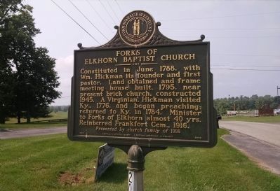 Forks of Elkhorn Baptist Church Marker image. Click for full size.