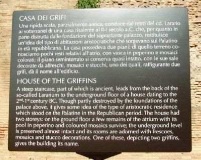 House of the Griffins / Casa Dei Grifi Marker. Click for full size. House of the Griffins / Casa Dei Grifi Marker image. Click for full size.