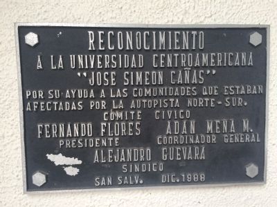Construction of the North-South Highway and the Central American University Marker image. Click for full size.