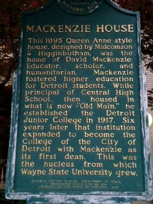 Mackenzie House Marker image. Click for full size.