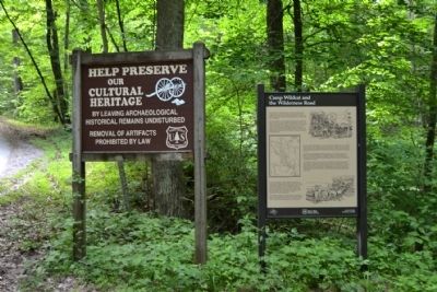 Camp Wildcat and the Wilderness Road Marker. Click for full size. Camp Wildcat and the Wilderness Road Marker image. Click for full size.