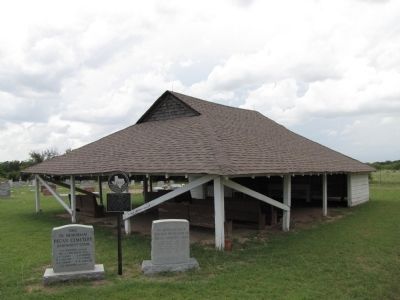 Pecan Cemetery Tabernacle and Marker. Click for full size. Pecan Cemetery Tabernacle and Marker image. Click for full size.