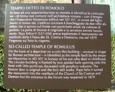 So-Called Temple of Romulus / Tempio Detto di Romolo Marker image. Click for full size.