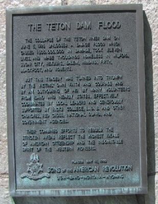 The Teton Dam Flood Marker Marker. Click for full size. The Teton Dam Flood Marker Marker image. Click for full size.