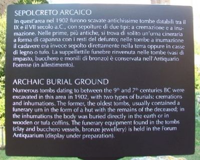 Archaic Burial Ground / Sepolcreto Arcaico Marker image. Click for full size.
