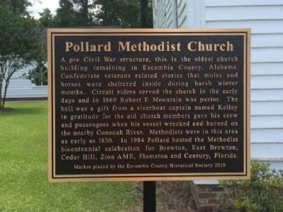 Pollard Methodist Church marker. image. Click for full size.