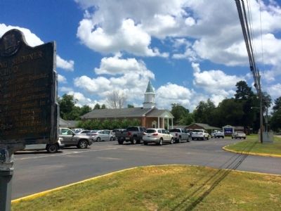 Area view from marker towards First Baptist Church of East Brewton. image. Click for full size.