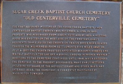 Sugar Creek Baptist Church Cemetery Marker image. Click for full size.