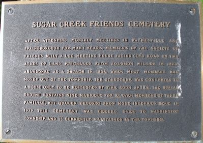 Sugar Creek Friends Cemetery Marker image. Click for full size.