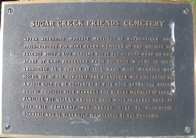 Sugar Creek Friends Cemetery Marker image. Click for full size.