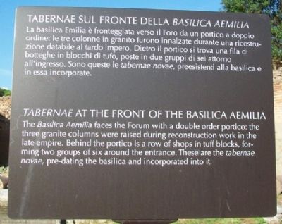 <i>Tabernae</i> at the Front of the Basilica Aemilia Marker. Click for full size. <i>Tabernae</i> at the Front of the Basilica Aemilia Marker image. Click for full size.