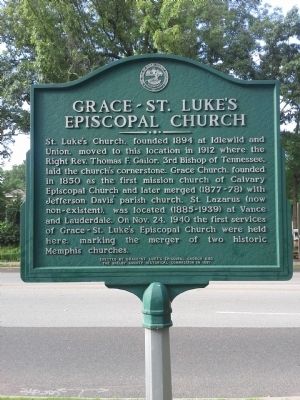 Grace-St. Luke's Episcopal Church Marker. Click for full size. Grace-St. Luke's Episcopal Church Marker image. Click for full size.