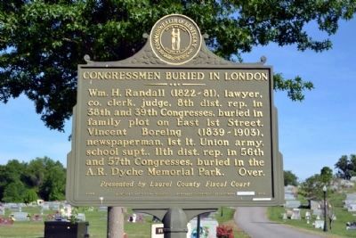 Congressmen Buried in London /<br>Congressmen Buried in A.R. Dyche Memorial Park Marker image. Click for full size.