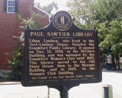 Paul Sawyier Library Marker [front] image. Click for full size.