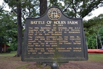 Battle of Kolb's Farm Marker in 2015 image. Click for full size.