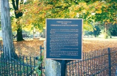 Friends Cemetery of the Springborough Quaker Meeting Marker. Click for full size. Friends Cemetery of the Springborough Quaker Meeting Marker image. Click for full size.