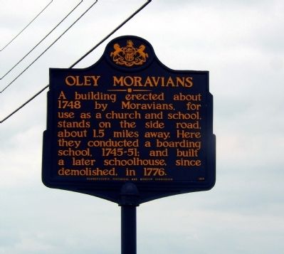 Oley Moravians Marker image. Click for full size.