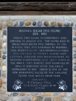 Madera Sugar Pine Flume Marker. Click for full size. Madera Sugar Pine Flume Marker image. Click for full size.
