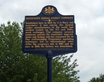 Boyertown Burial Casket Company Marker image. Click for full size.