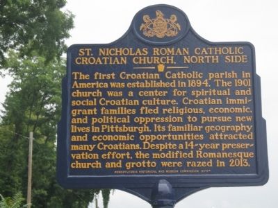 St. Nicholas Roman Catholic Croatian Church, North Side Marker image. Click for full size.