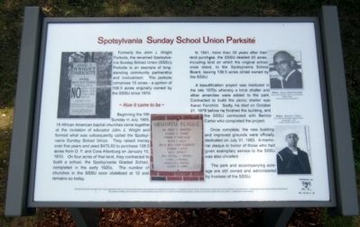Spotsylvania Sunday School Union Parksite Marker image. Click for full size.