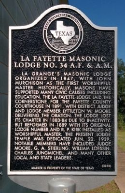 La Fayette Masonic Lodge Marker image. Click for full size.