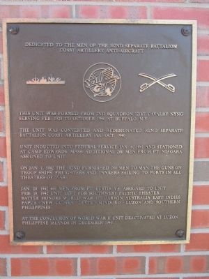 Dedicated to the Men of the 102nd Separate Battalion Coast Artillery Anti-Aircraft Memorial image. Click for full size.