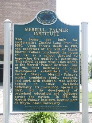 Merrill-Palmer Institute Marker image. Click for full size.
