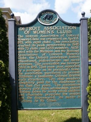 Detroit Association of Women's Clubs Marker image. Click for full size.