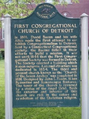 First Congregational Church of Detroit Marker image. Click for full size.