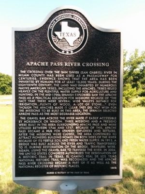 Apache Pass River Crossing Marker. Click for full size. Apache Pass River Crossing Marker image. Click for full size.