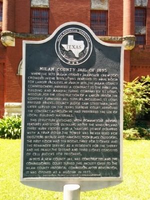 Milam County Jail of 1895 Marker image. Click for full size.
