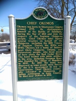 Chief Okemos Marker. Click for full size. Chief Okemos Marker image. Click for full size.