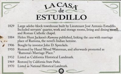 La Casa de Estudillo Marker image. Click for full size.